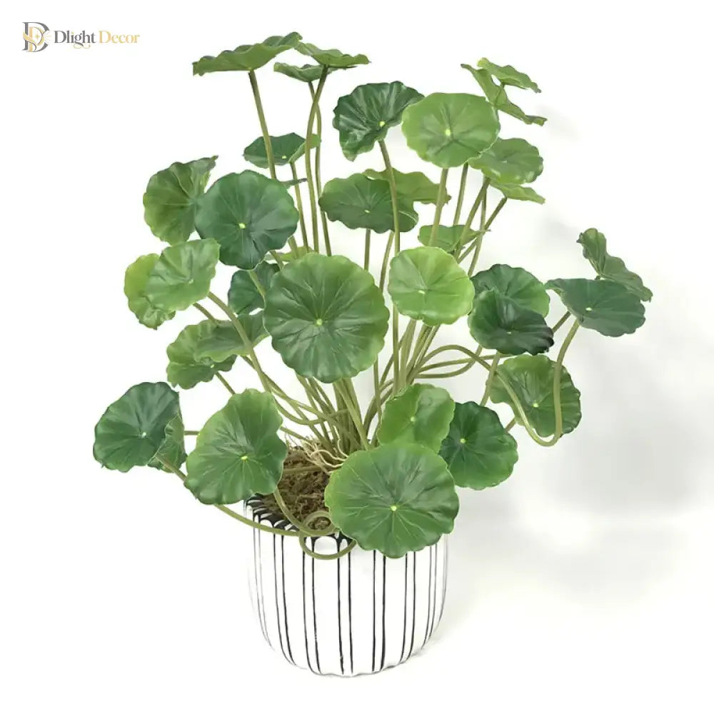 Dlight Decor 37cm Lotus Eucalyptus Leaf Plant with Copper Accents for Home and Office Decor 37cm 18Leaves