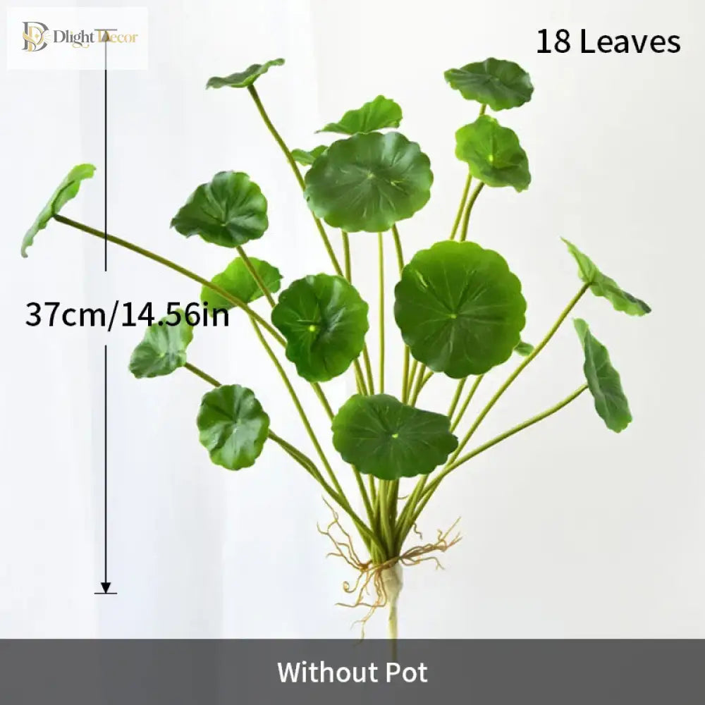Dlight Decor 37cm Lotus Eucalyptus Leaf Plant with Copper Accents for Home and Office Decor 37cm 18Leaves