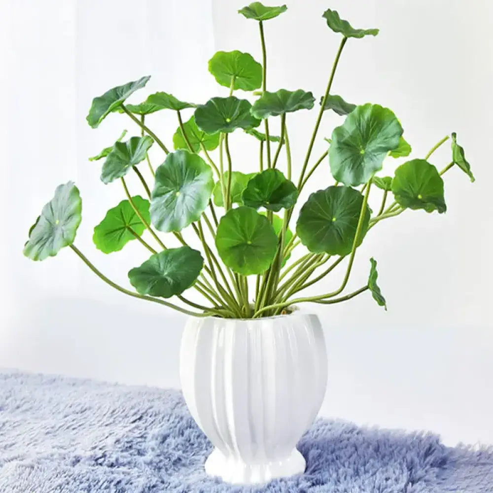 Dlight Decor 37cm Lotus Eucalyptus Leaf Plant with Copper Accents for Home and Office Decor 37cm 18Leaves