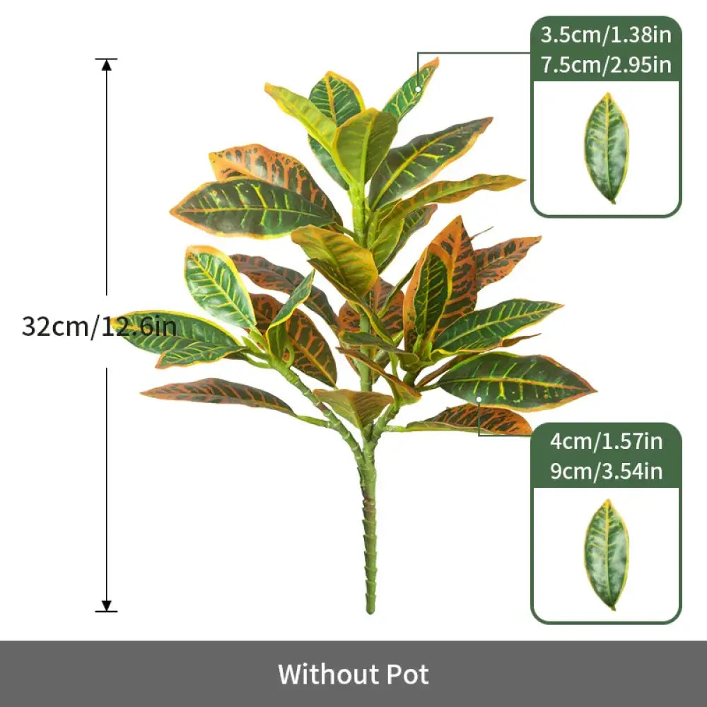 Dlight Decor 41cm Banyan Ficus Palm Branch with Codiaeum Leaves 32cm-35Leaves