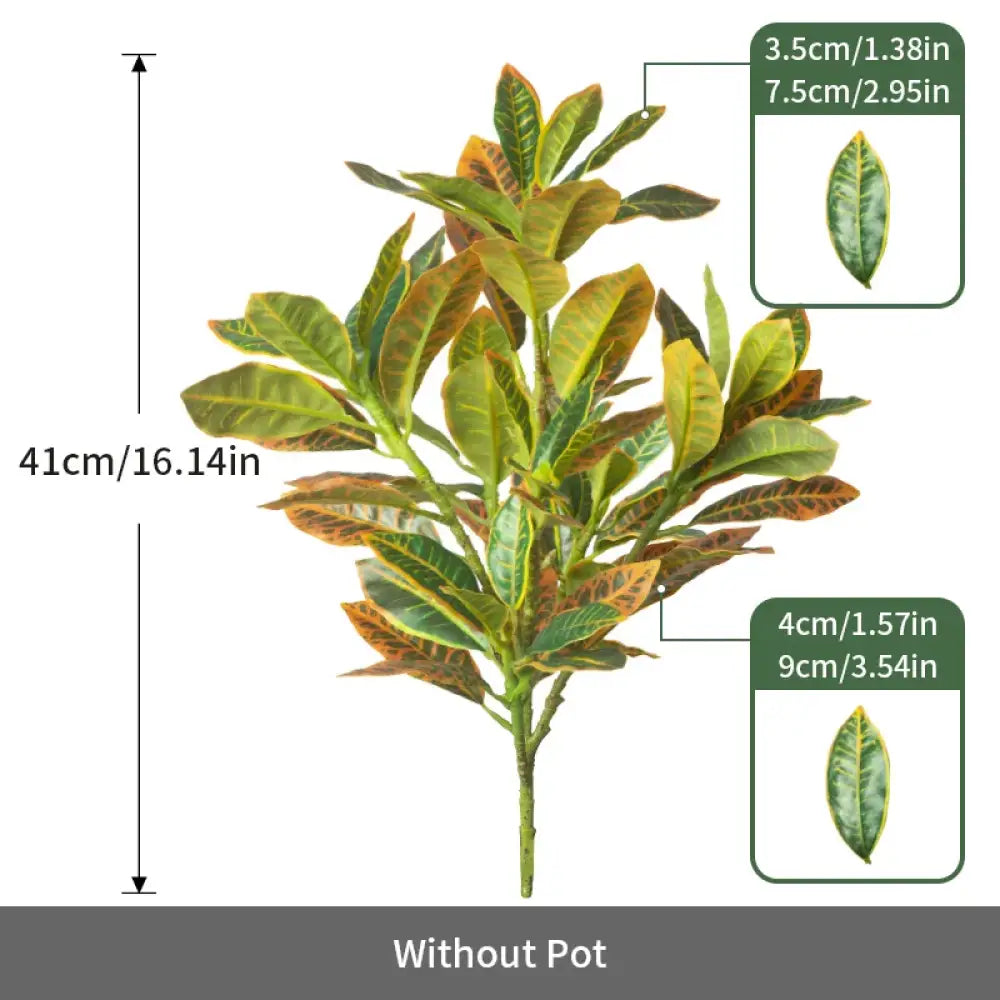 Dlight Decor 41cm Banyan Ficus Palm Branch with Codiaeum Leaves 41cm-52Leaves