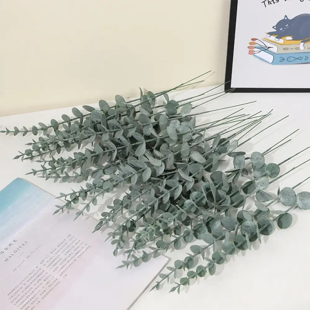Dlight Decor 42cm Eucalyptus Branches with Money Leaves Set 38cm White / 6pcs
