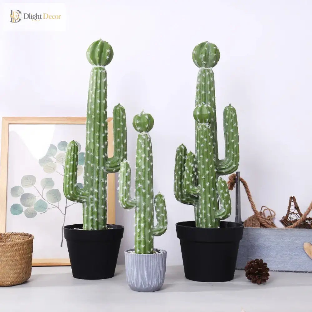 Dlight Decor 43cm Desert Cactus Plant with Foam Thorn Ball for Home and Garden Decor