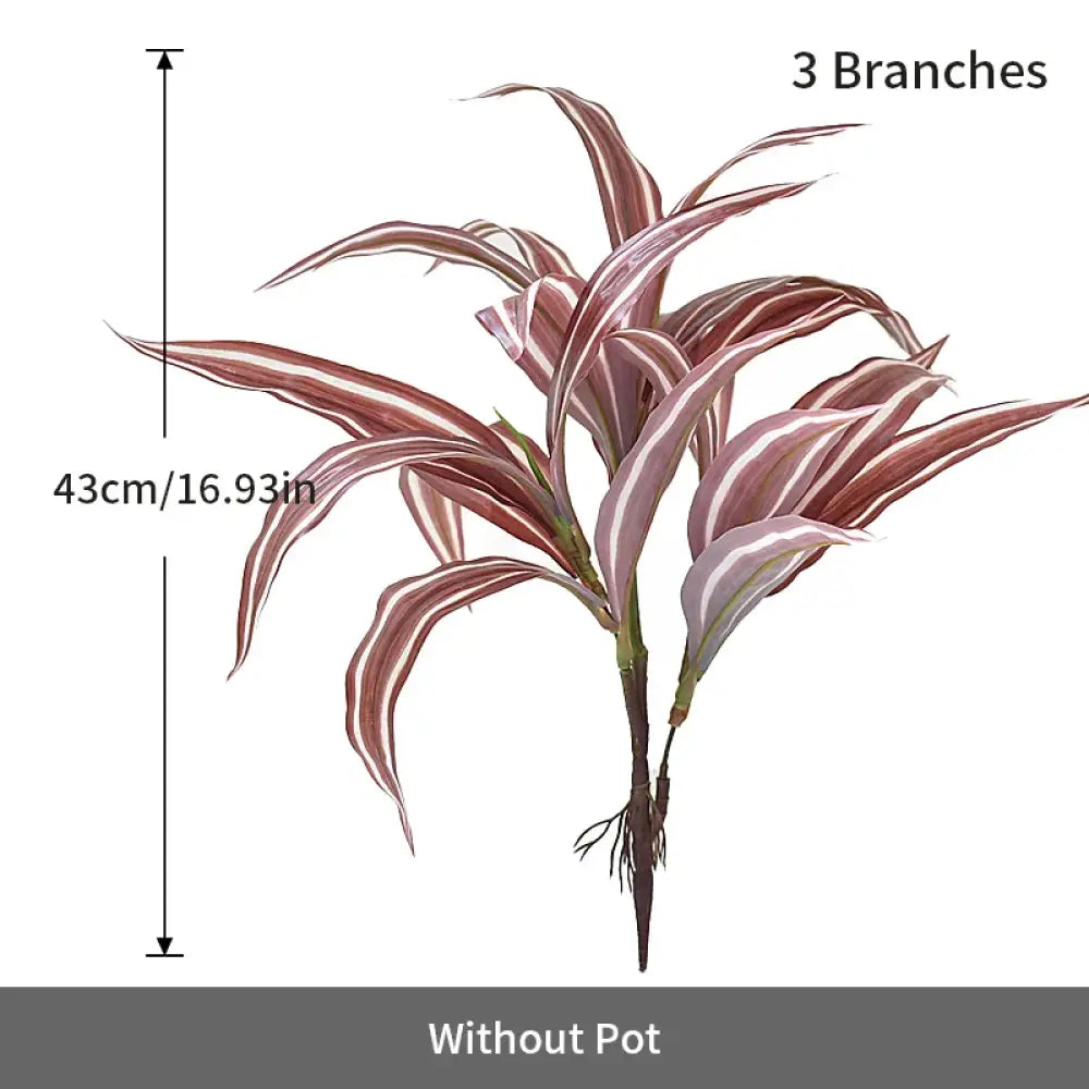 Dlight Decor 43cm Dracaena Air Grass Branch with Bamboo Leaves for Desktop Decor 43cm Red