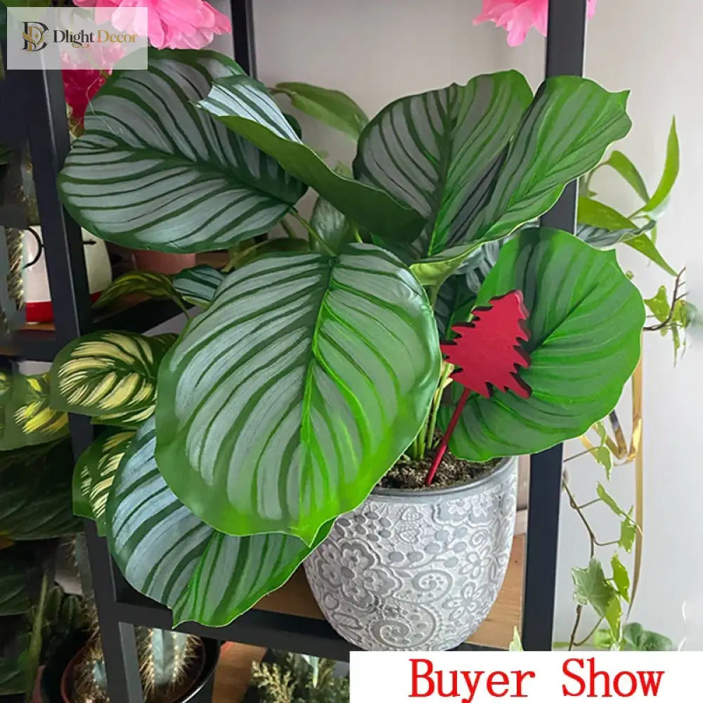 Dlight Decor 43cm Monstera Turtle Leaf Palm Branch for Home and Garden Decor