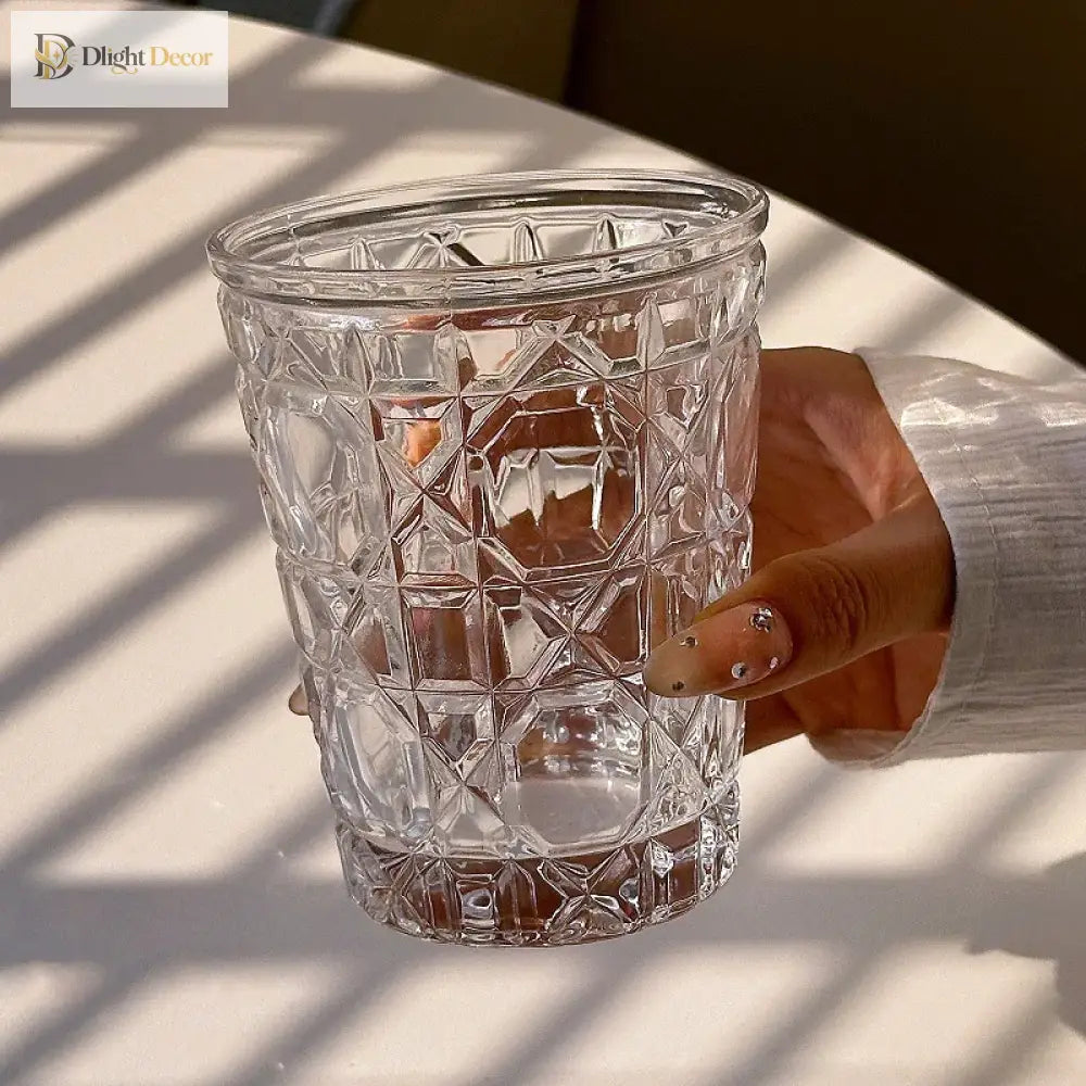 Dlight Decor 4pc Diamond Glass Set 310ml Clear Cups 310ml / 4pcs Glass
