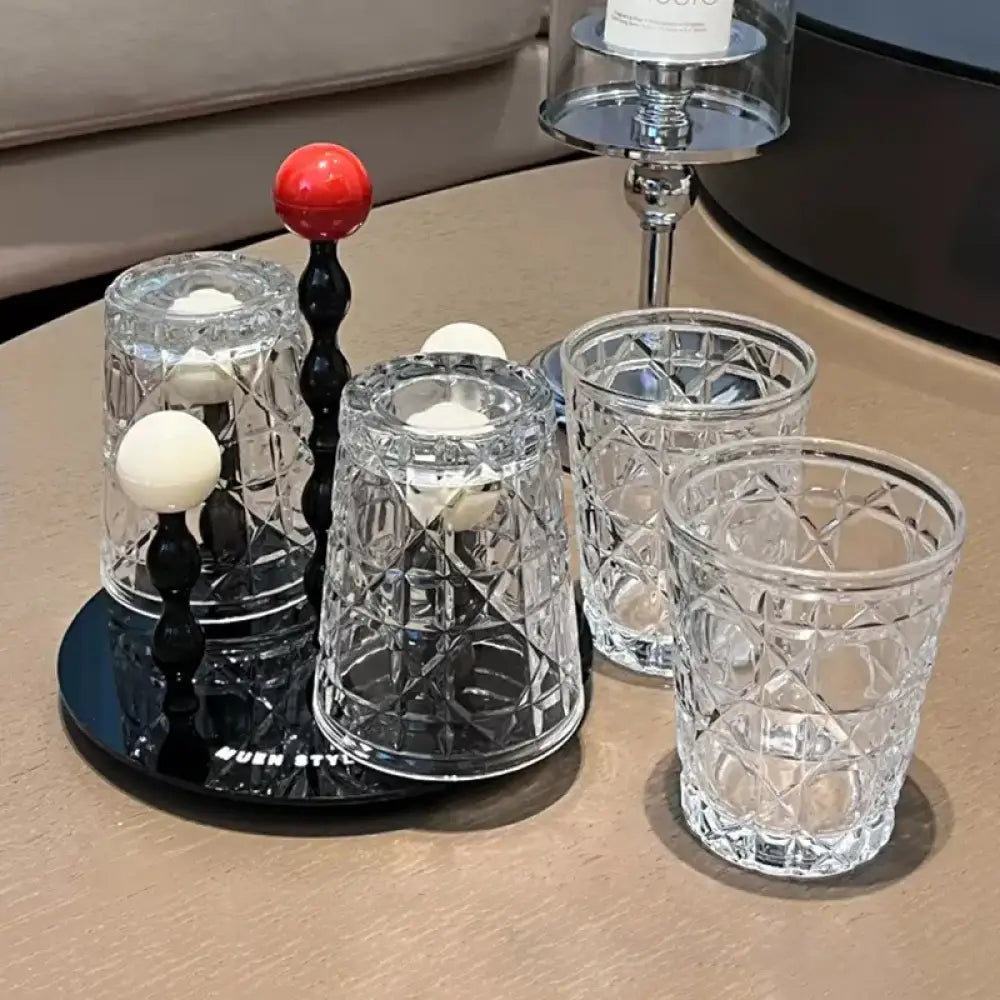 Dlight Decor 4pc Diamond Glass Set 310ml Clear Cups 310ml / 4pcs Glass