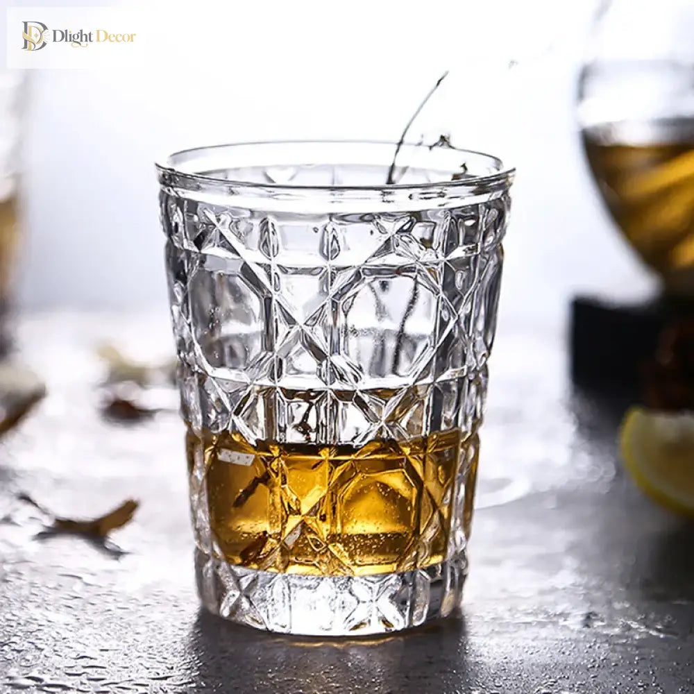 Dlight Decor 4pc Diamond Glass Set 310ml Clear Cups 310ml / 4pcs Glass