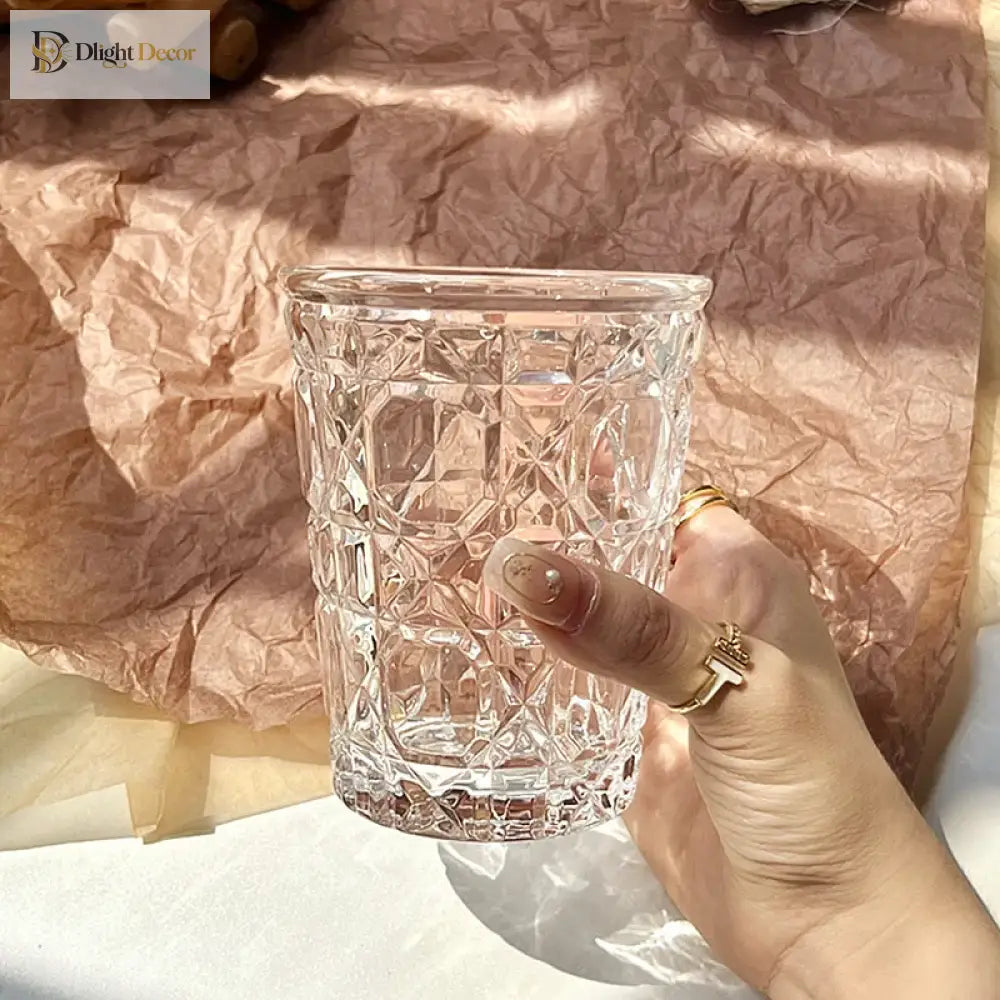 Dlight Decor 4pc Diamond Glass Set 310ml Clear Cups 310ml / 4pcs Glass