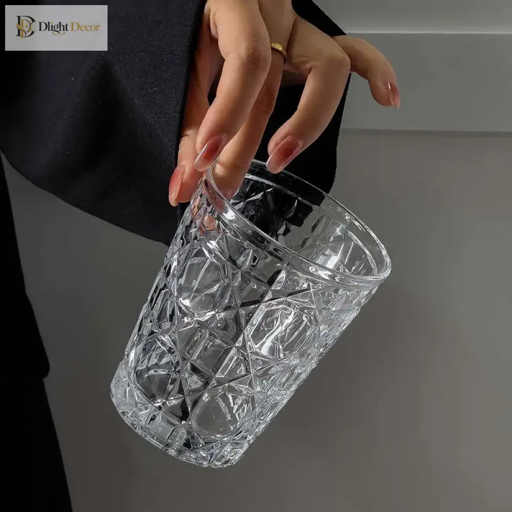 Dlight Decor 4pc Diamond Glass Set 310ml Clear Cups 310ml / 4pcs Glass