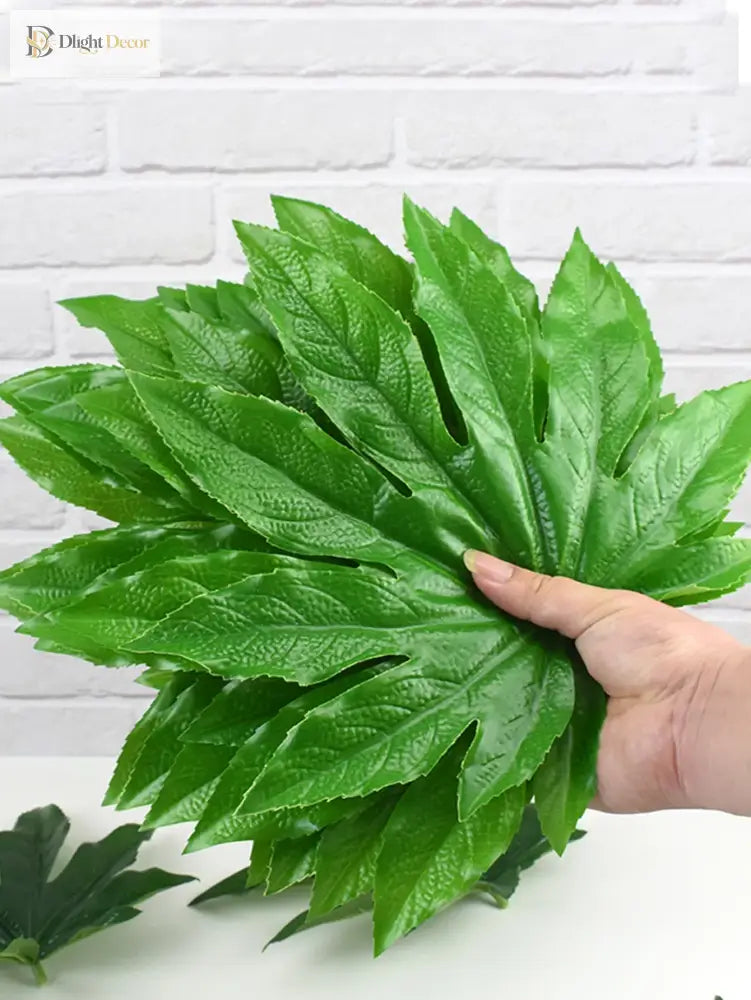 Dlight Decor 5 or 10pcs Tropical Fatsia Monstera Leaves for Table and Home Decor