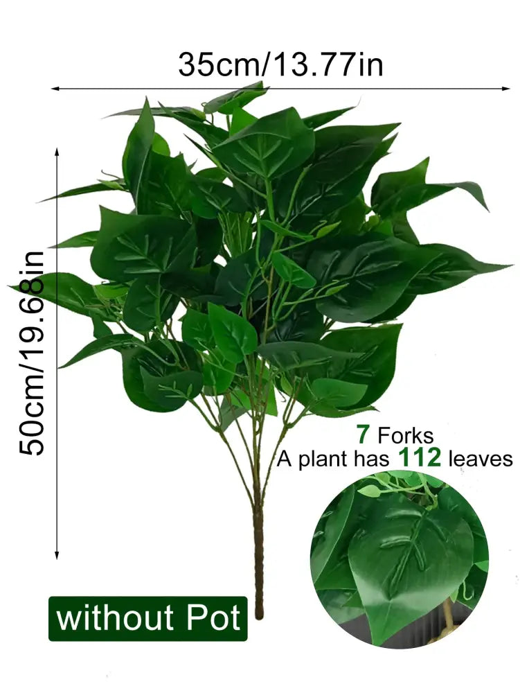 Dlight Decor 50cm Scindapsus Green Plant for Indoor Floor Display 50cm 7Fork 120Leaves