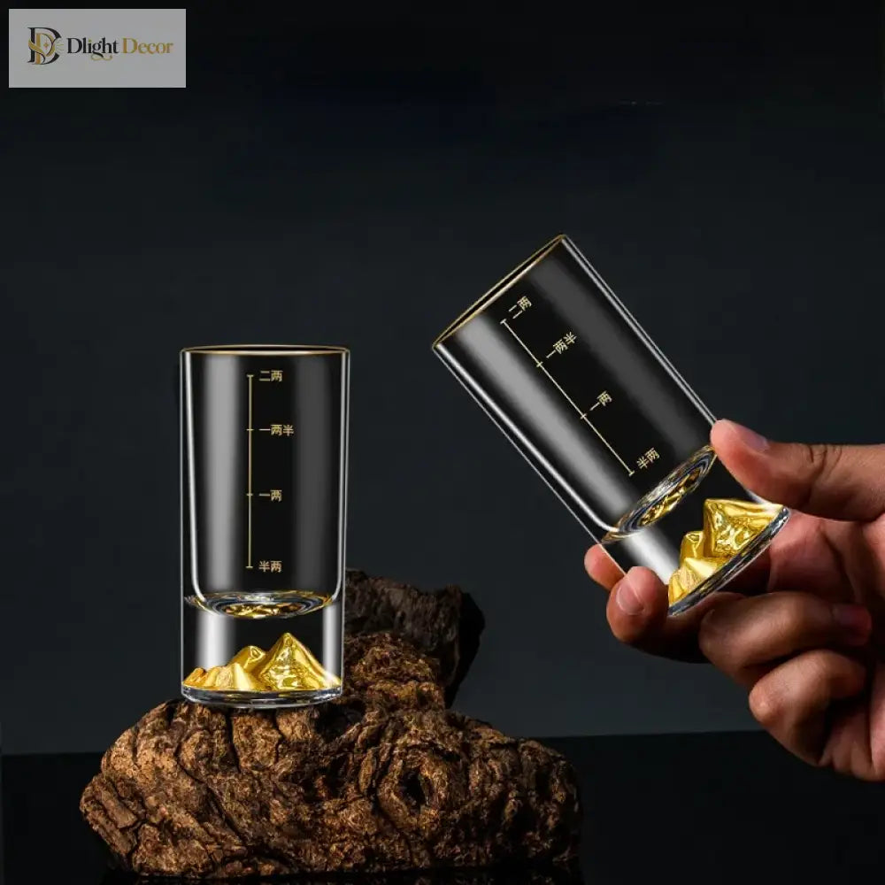 Dlight Decor 50ml/100ml Golden Mountain Shot Glass Thick Bottom Luxury Spirits Cup