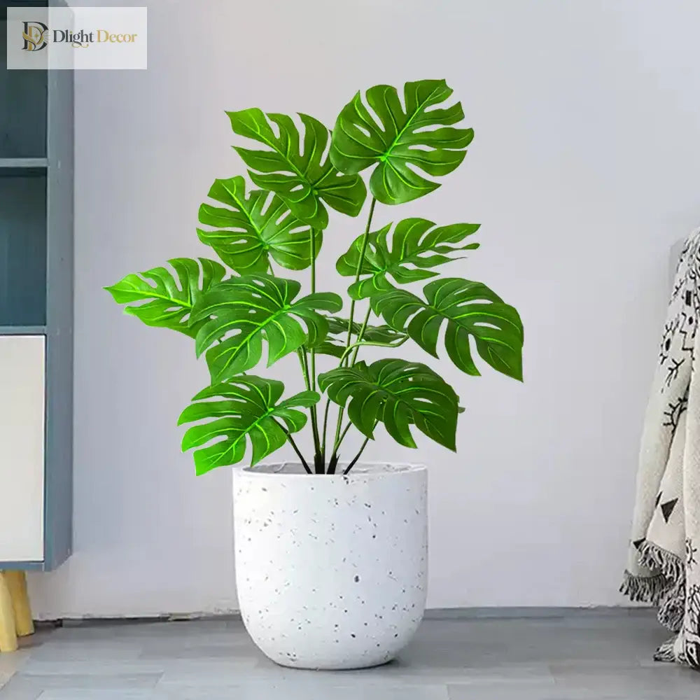 Dlight Decor 53cm Monstera Palm Plant with Turtle Leaves for Home and Party Decor