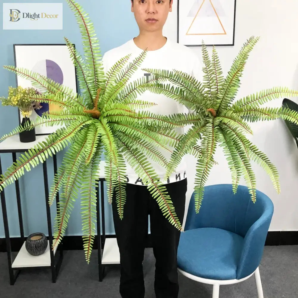 Dlight Decor 65cm Tropical Persian Palm Fern with Hanging Leaves