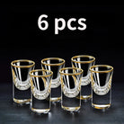 Dlight Decor 6pc Gold Rim Spirits Glass Set – Gilt Small Wine & Baijiu Cups 6pcs / 15ml