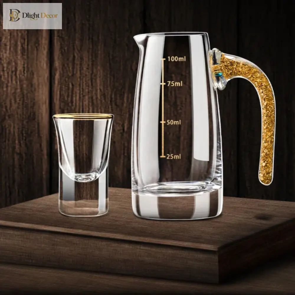 Dlight Decor 6pc Gold Rim Spirits Glass Set – Gilt Small Wine & Baijiu Cups 6pcs / 15ml