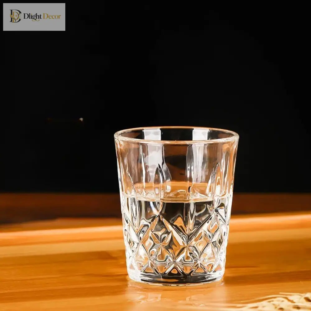 Dlight Decor 6pc Retro Engraved Glass Set Whisky Beer Juice & Water Cups 50ml / 6pcs
