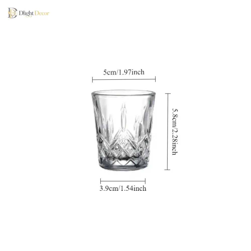 Dlight Decor 6pc Retro Engraved Glass Set Whisky Beer Juice & Water Cups 50ml / 6pcs