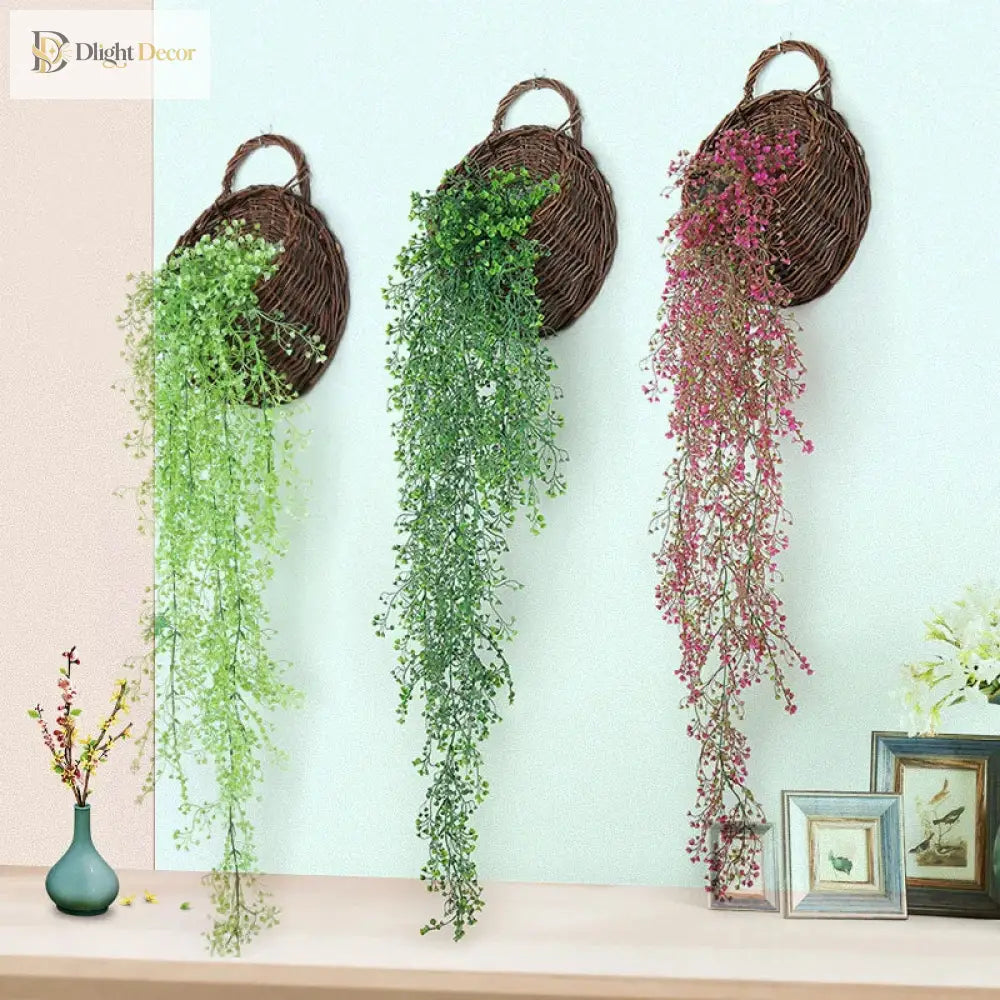 Dlight Decor 75cm Hanging Golden Bell Willow Vine with 5 Forks for Wall and Garden Decor