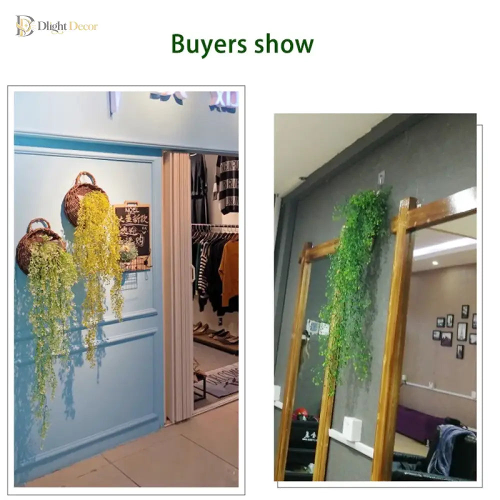 Dlight Decor 75cm Hanging Golden Bell Willow Vine with 5 Forks for Wall and Garden Decor