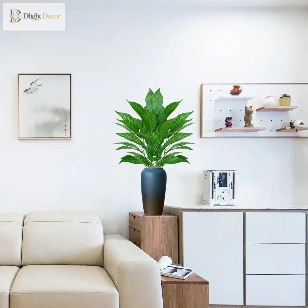 Dlight Decor 76cm Magnolia Banyan Leaf Branch with Green Sansevieria Accents