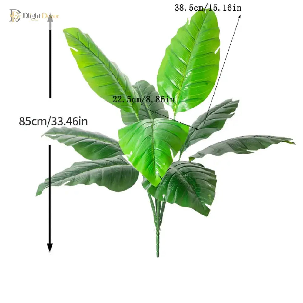 Dlight Decor 85cm Tropical Palm Banana Tree Branch with Monstera Leaves