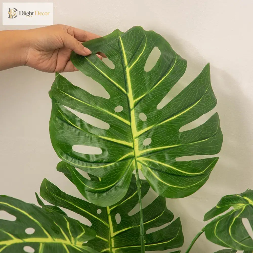 Dlight Decor 85cm Tropical Palm Banana Tree Branch with Monstera Leaves