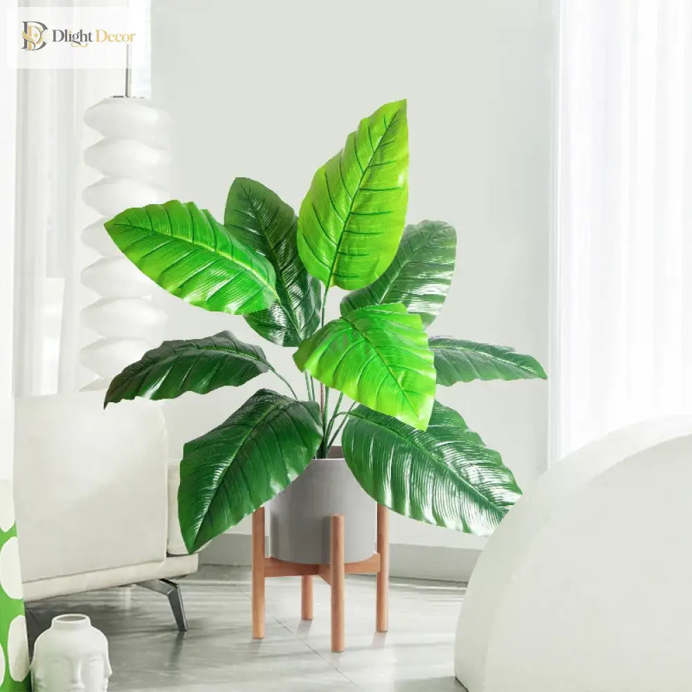 Dlight Decor 85cm Tropical Palm Banana Tree Branch with Monstera Leaves