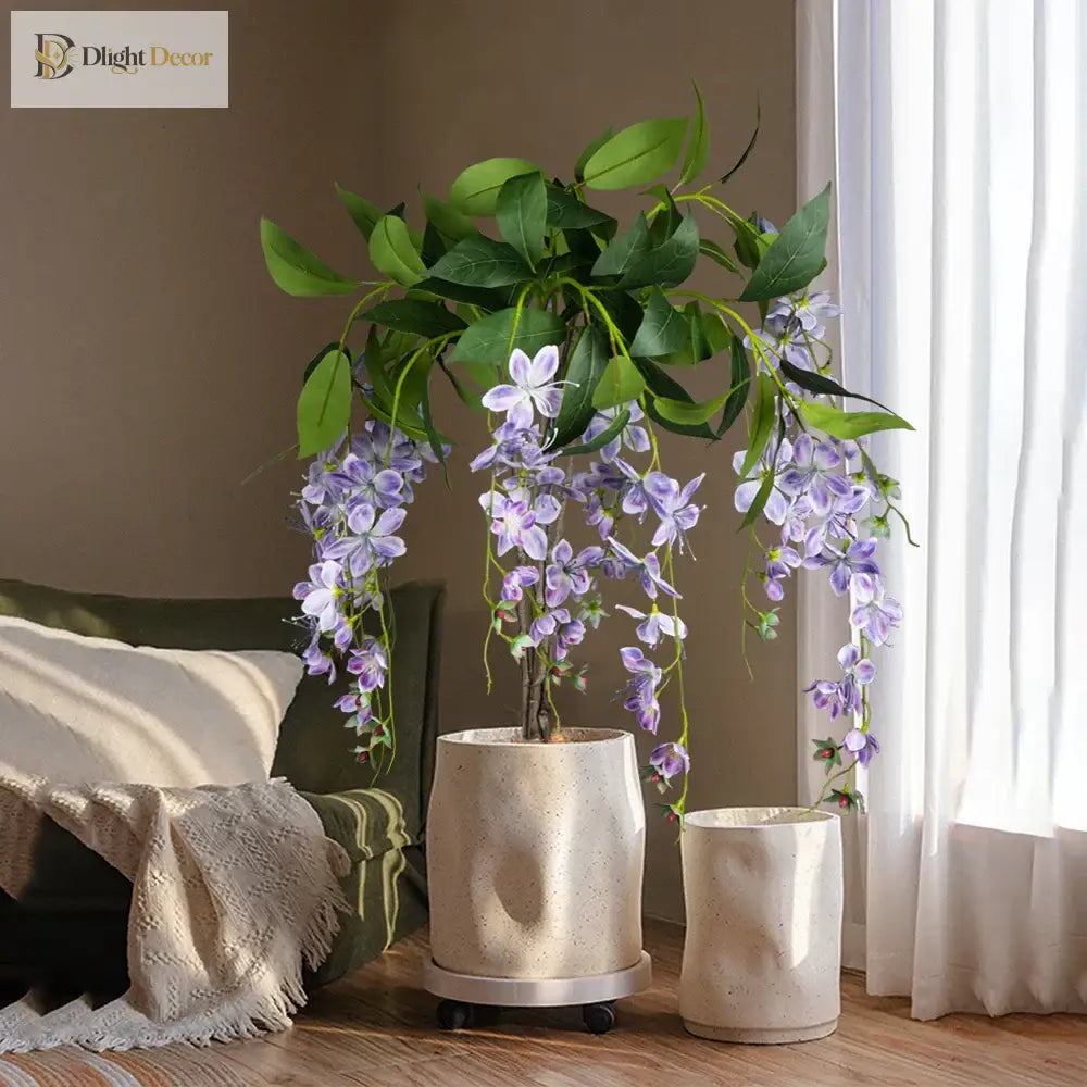Dlight Decor 95cm Hanging Jasmine Bouquet with Tropical Begonia Flowers