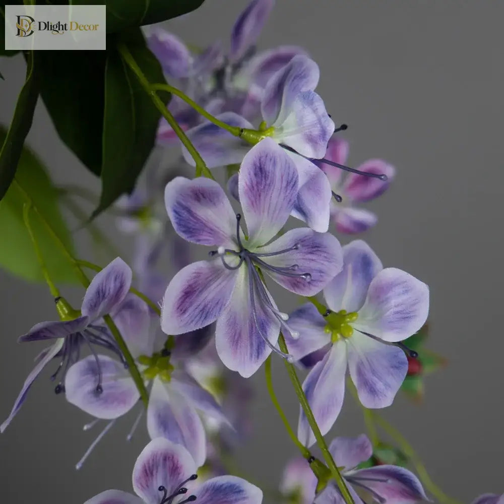Dlight Decor 95cm Hanging Jasmine Bouquet with Tropical Begonia Flowers