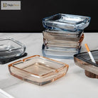 Dlight Decor Classic Square Crystal Glass Ashtray Transparent Smoke Tray for Home Bar & Office