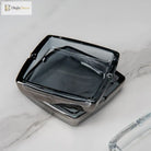 Dlight Decor Classic Square Crystal Glass Ashtray Transparent Smoke Tray for Home Bar & Office