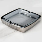 Dlight Decor Classic Square Crystal Glass Ashtray Transparent Smoke Tray for Home Bar & Office black