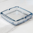 Dlight Decor Classic Square Crystal Glass Ashtray Transparent Smoke Tray for Home Bar & Office blue