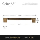 Cross-knurled cabinet handle, 250mm overall length, solid brass, square ends