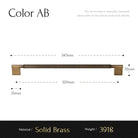 Antique brass cabinet handle with cross-knurled round ends and straight bar shape.