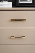 Antique brass cross-knurled drawer handle with square end caps