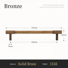 Bronze cabinet bar pull diagram, cross-knurled grip, 191mm length