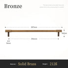 Solid brass cabinet pull, cross-knurled end caps, extra-long bar, antique bronze finish