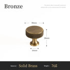 Solid brass cabinet knob with cross-knurled grip, round top, antique bronze finish