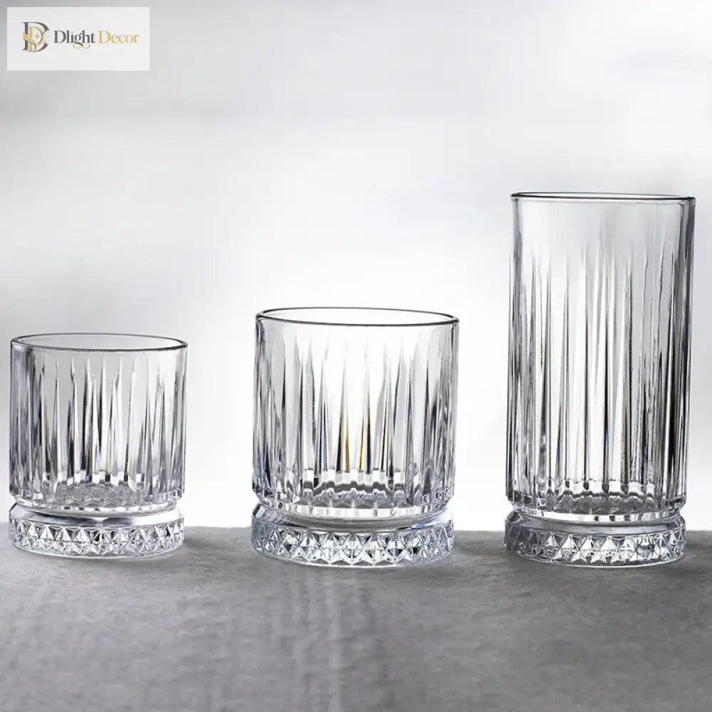 Dlight Decor Diamond Stripe Glass Coffee Cups (100–450ml) Cocktail Glasses