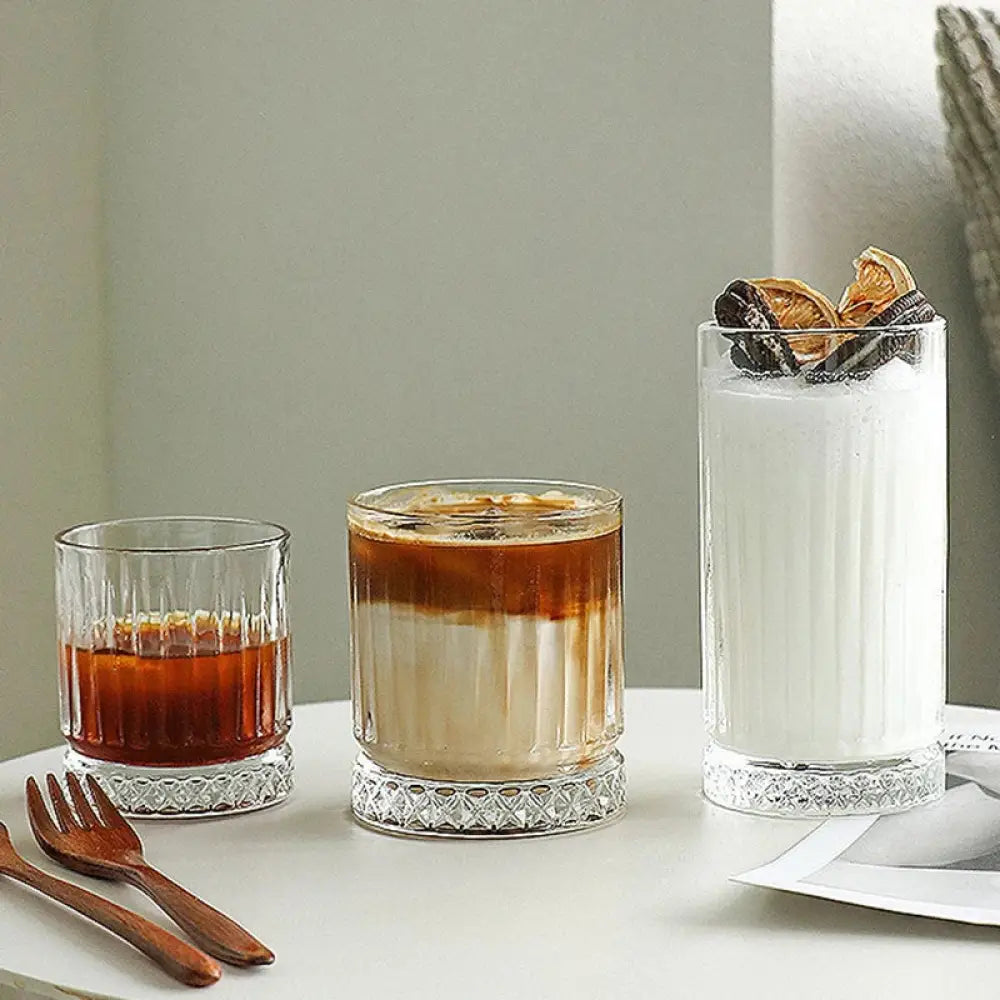 Dlight Decor Diamond Stripe Glass Coffee Cups (100–450ml) Cocktail Glasses