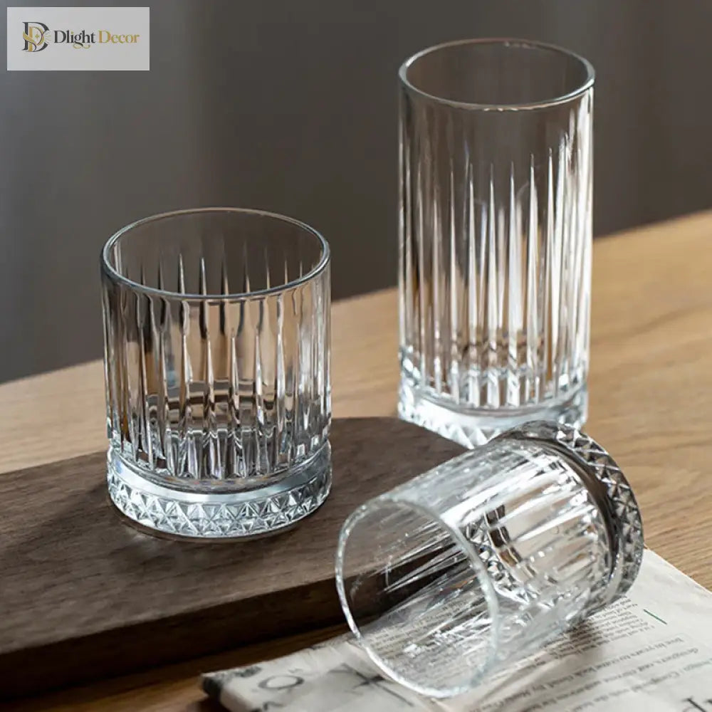 Dlight Decor Diamond Stripe Glass Coffee Cups (100–450ml) Cocktail Glasses