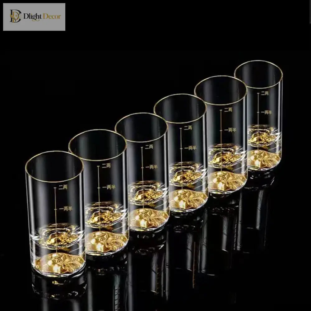 Dlight Decor Golden Line Brandy Glass Set 100ml x6 100ml / 6pcs Glass
