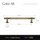 Antique brass hammered cabinet handle dimensions diagram, 160mm center-to-center