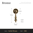 Solid brass cabinet pull handle with circular backplate and rounded finial, bronze tone