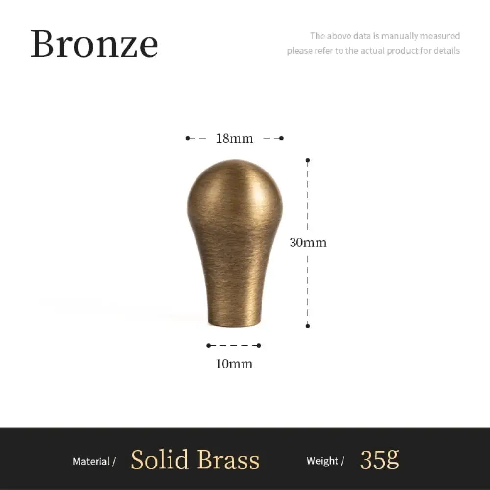 Bronze cabinet knob dimensions: 18mm wide, 30mm tall, 10mm base, solid brass, 358g