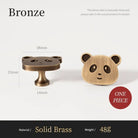 Bronze brushed brass panda cabinet knob with circular base, single-hole mounting post