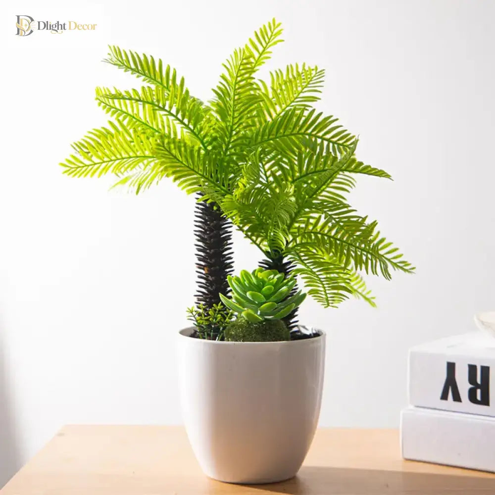 Dlight Decor Potted Palm Plant 33cm or 40cm with Succulents